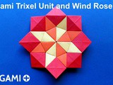 Origami Trixel Unit and Wind Rose Star Mosaic