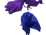 A Pair of Origami Peacocks